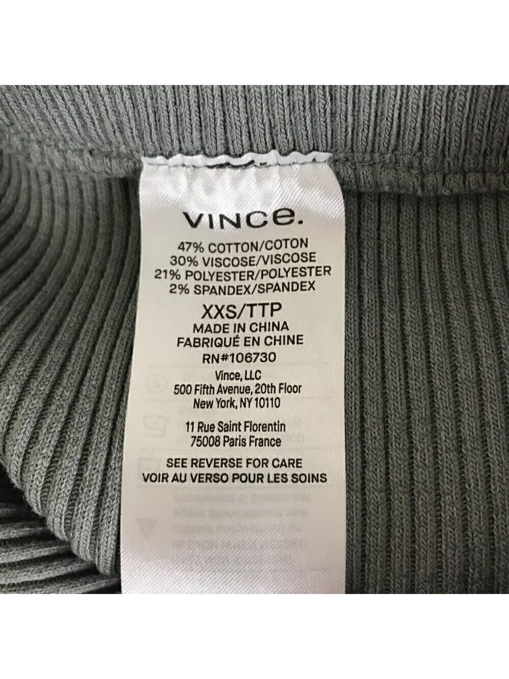 Vince Grey High Waisted Ribbed Flare Pants Size XXS - Picture 7 of 7